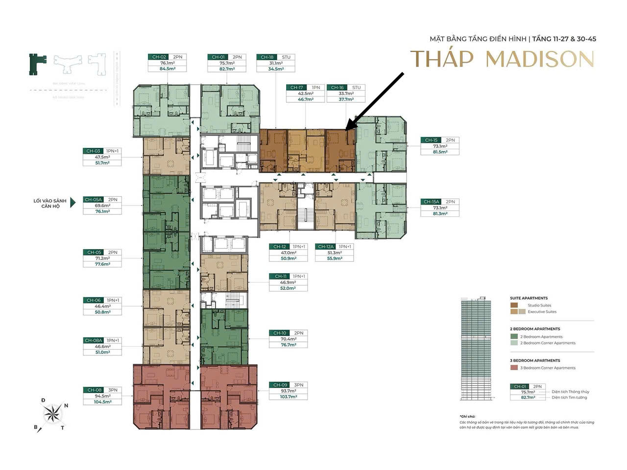 BÁN CĂN HỘ STUDIO VIN CỔ LOA – THÁP MADISON (M3)  33,7m²  VIEW BIỆT THỰ 